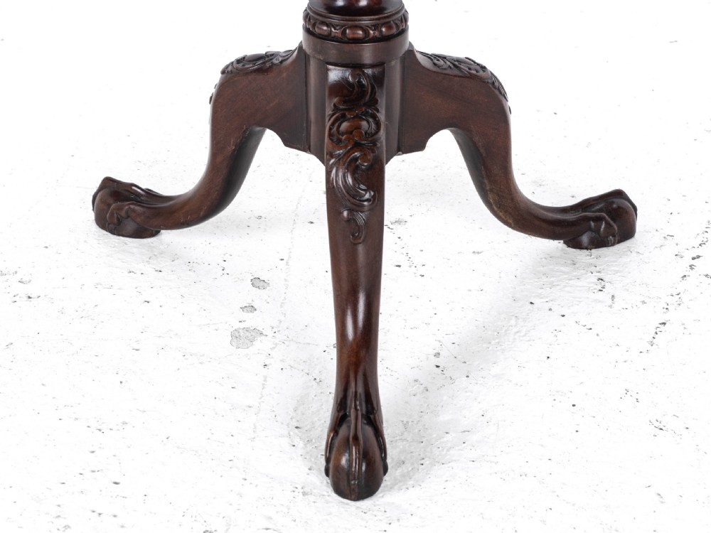 Chippendale Style Carved Mahogany Tripod Wine Table C19th (Georgian George III Side Occasional Lamp Tilt Top) View XV