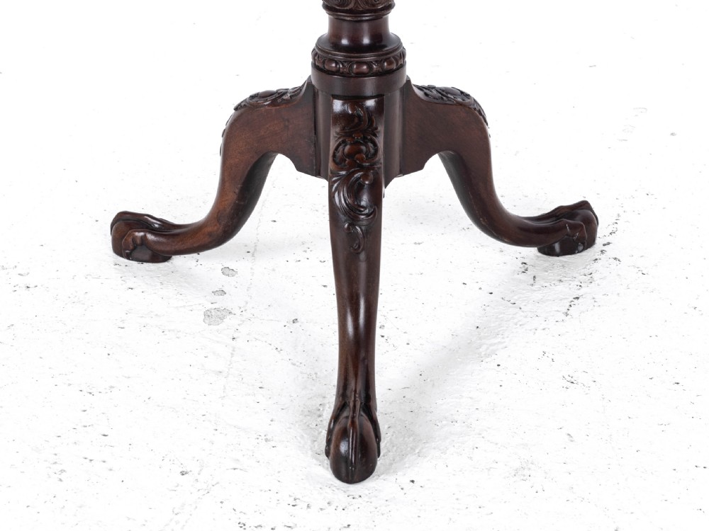 Chippendale Style Carved Mahogany Tripod Wine Table C19th (Georgian George III Side Occasional Lamp Tilt Top) View XVII