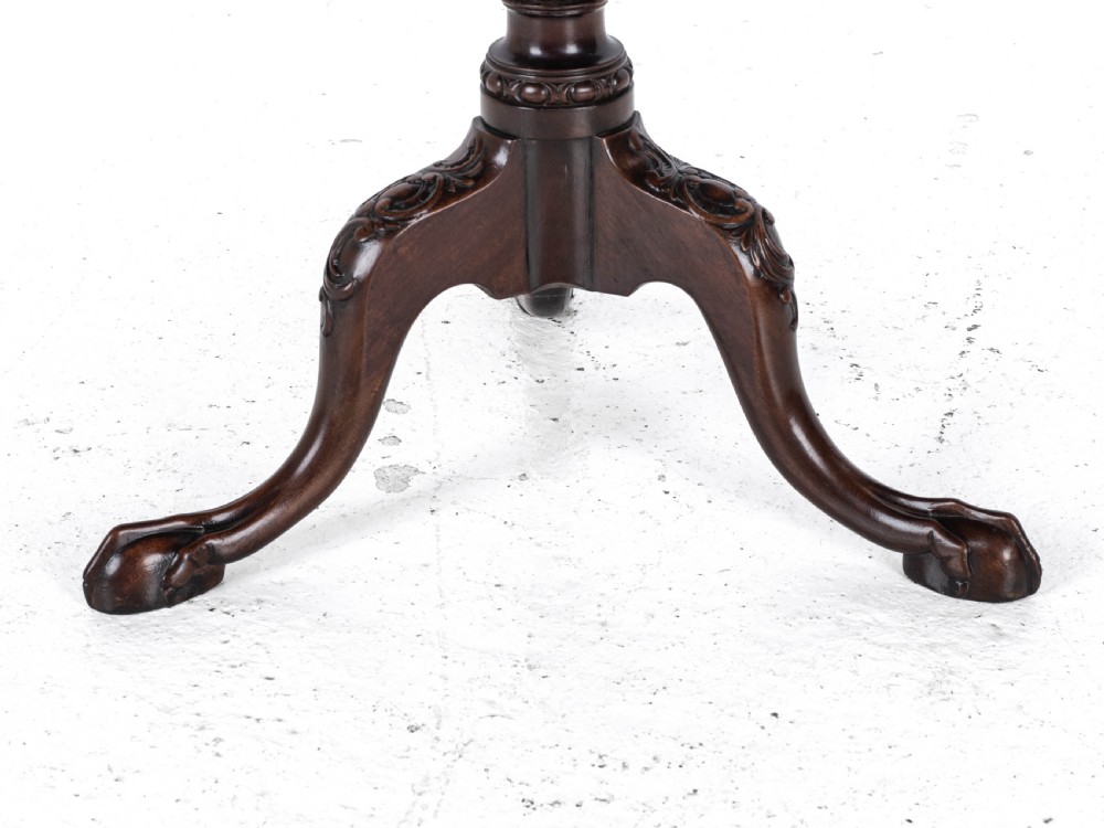 Chippendale Style Carved Mahogany Tripod Wine Table C19th (Georgian George III Side Occasional Lamp Tilt Top) View XVIII