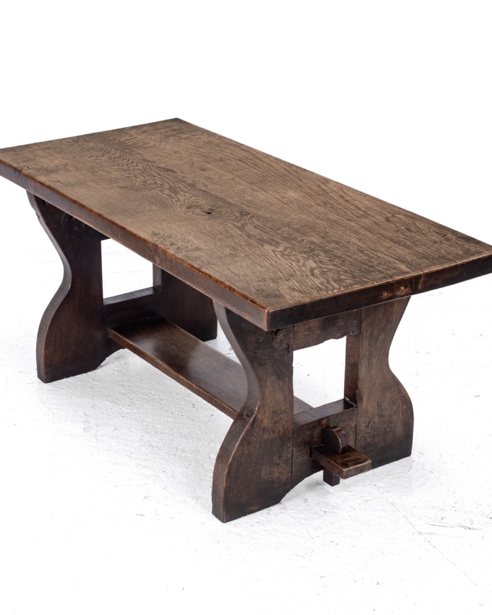 Early C.20th Solid Oak Small Country Plank-top Refectory Dining Table