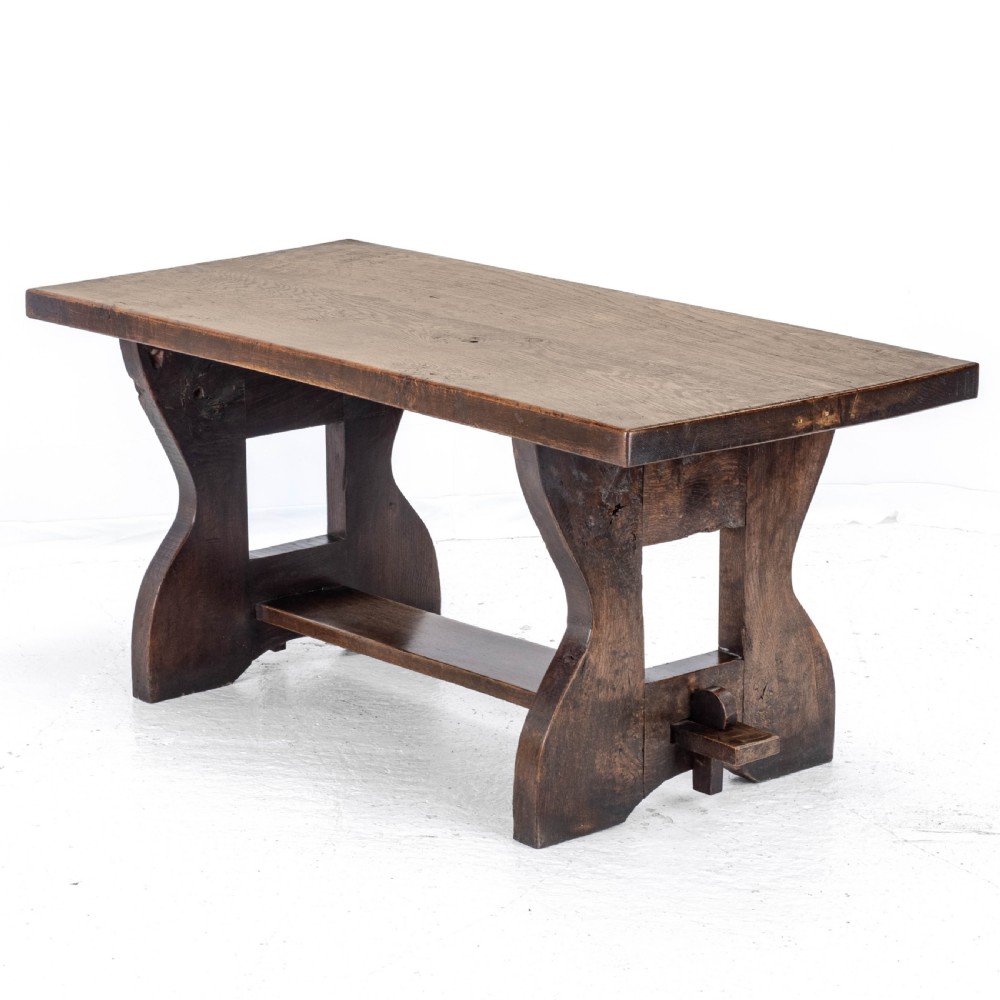 Early C.20th Solid Oak Small Country Plank-top Refectory Dining Table View III