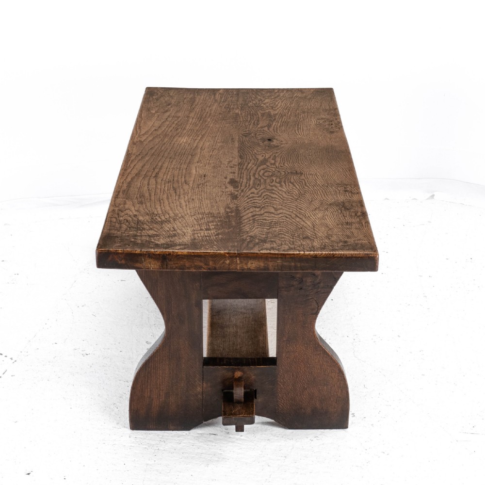 Early C.20th Solid Oak Small Country Plank-top Refectory Dining Table View VII