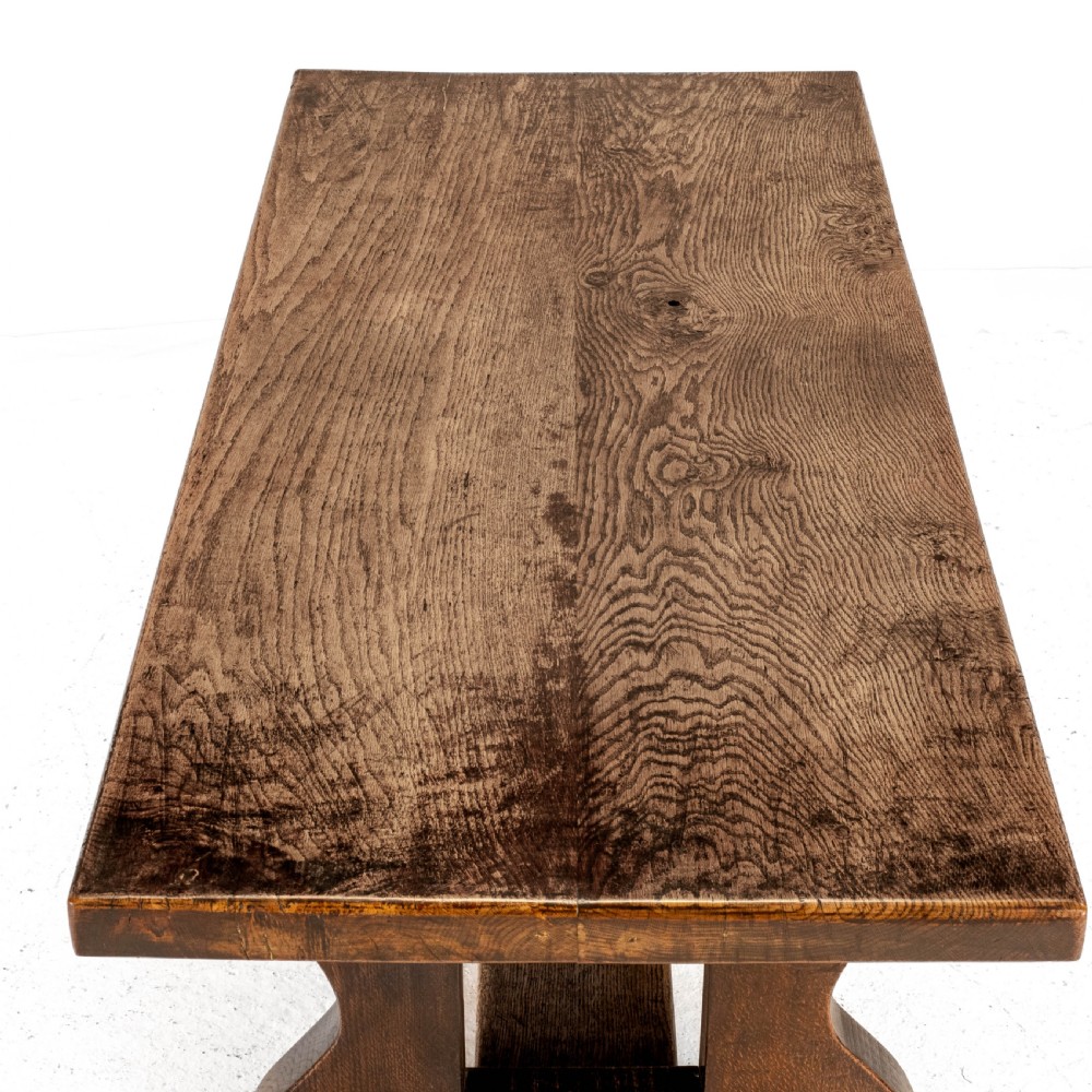 Early C.20th Solid Oak Small Country Plank-top Refectory Dining Table View VIII