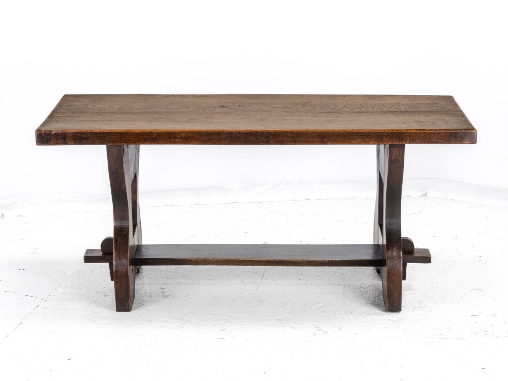 Early C.20th Solid Oak Small Country Plank-top Refectory Dining Table View IX