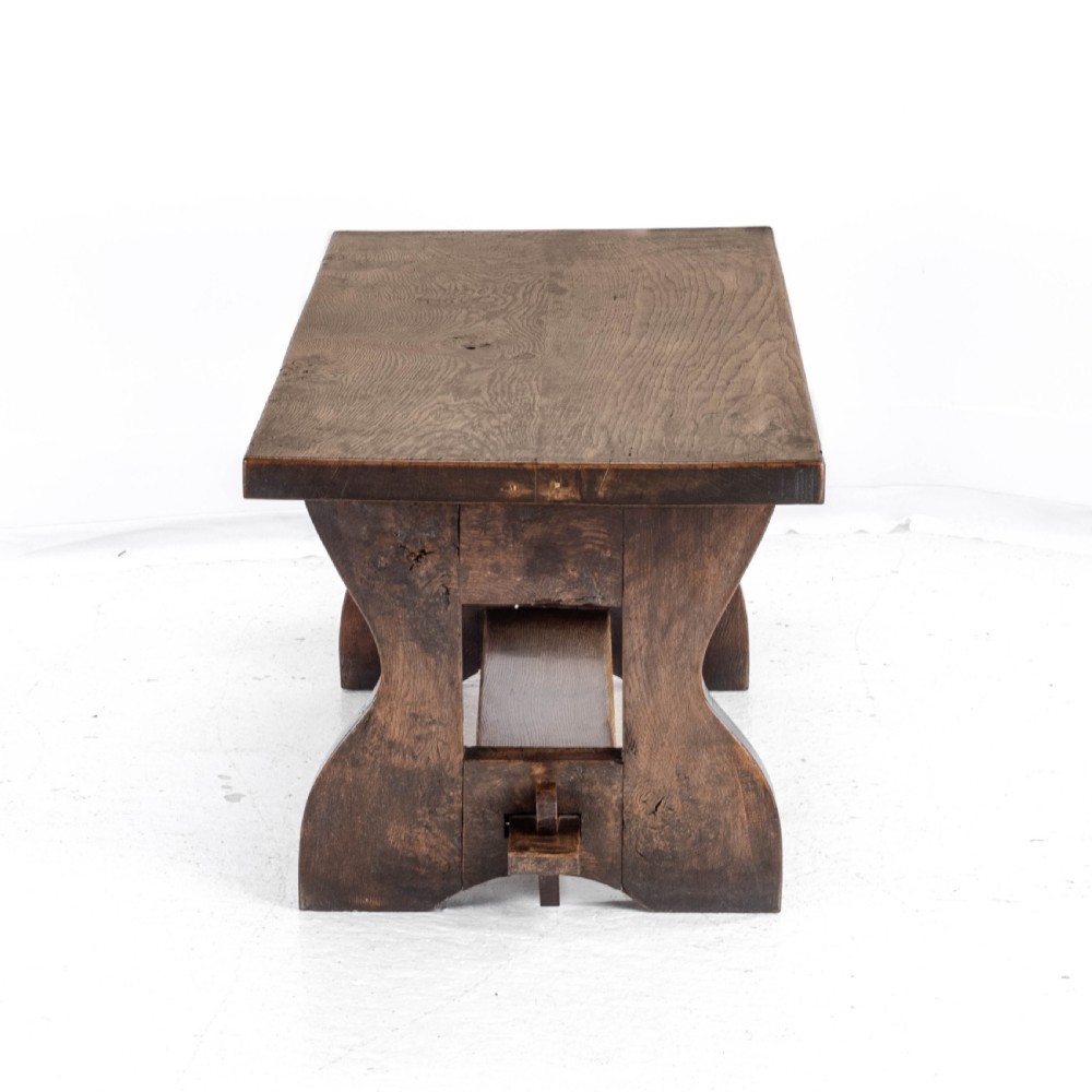 Early C.20th Solid Oak Small Country Plank-top Refectory Dining Table View X