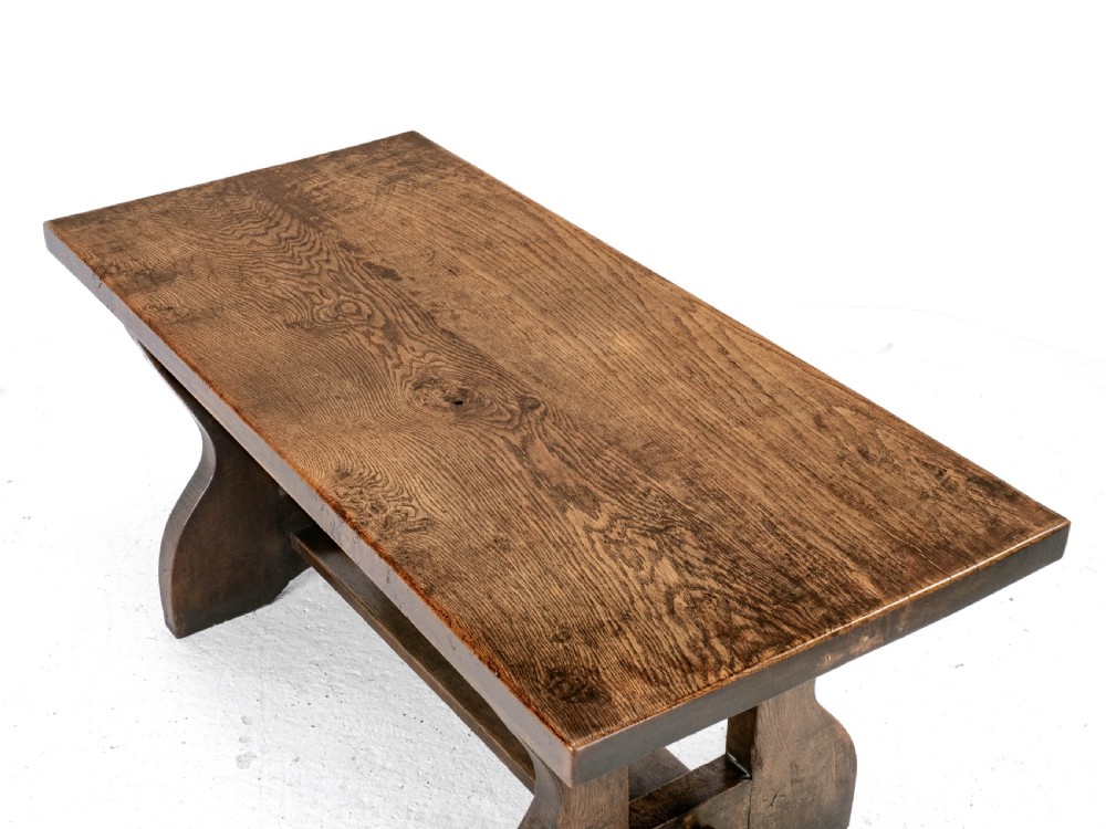 Early C.20th Solid Oak Small Country Plank-top Refectory Dining Table View XII