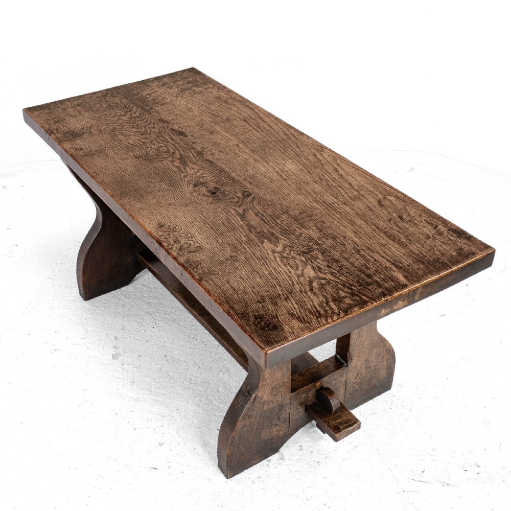 Early C.20th Solid Oak Small Country Plank-top Refectory Dining Table View XIII