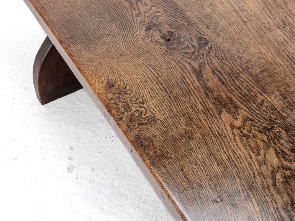 Early C.20th Solid Oak Small Country Plank-top Refectory Dining Table View XIV