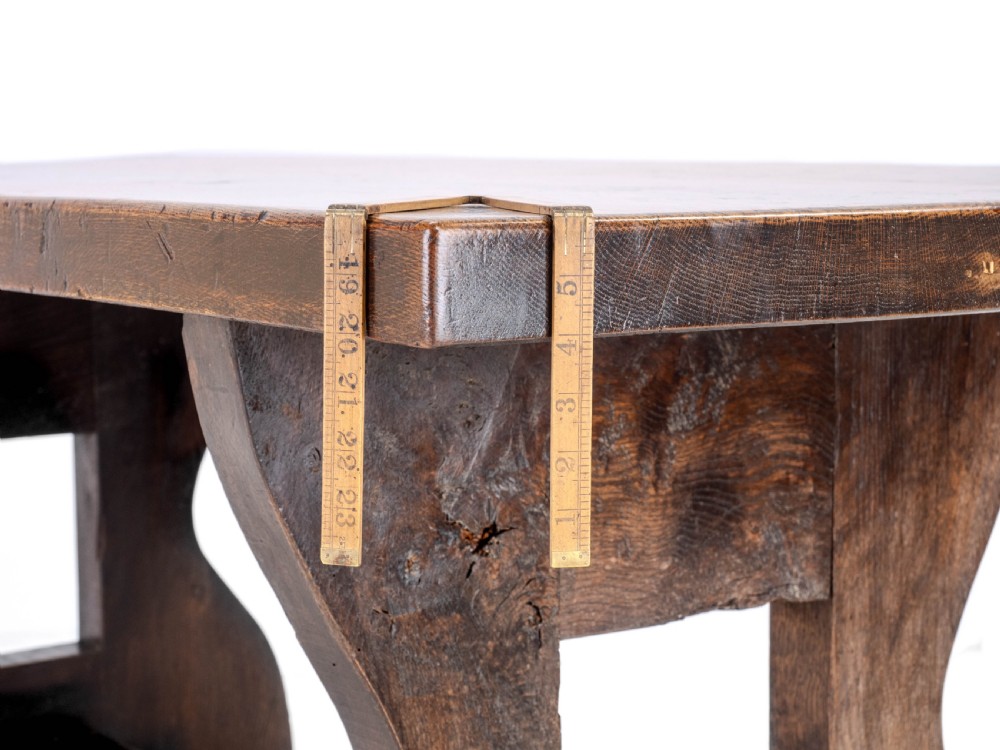 Early C.20th Solid Oak Small Country Plank-top Refectory Dining Table View XVIII
