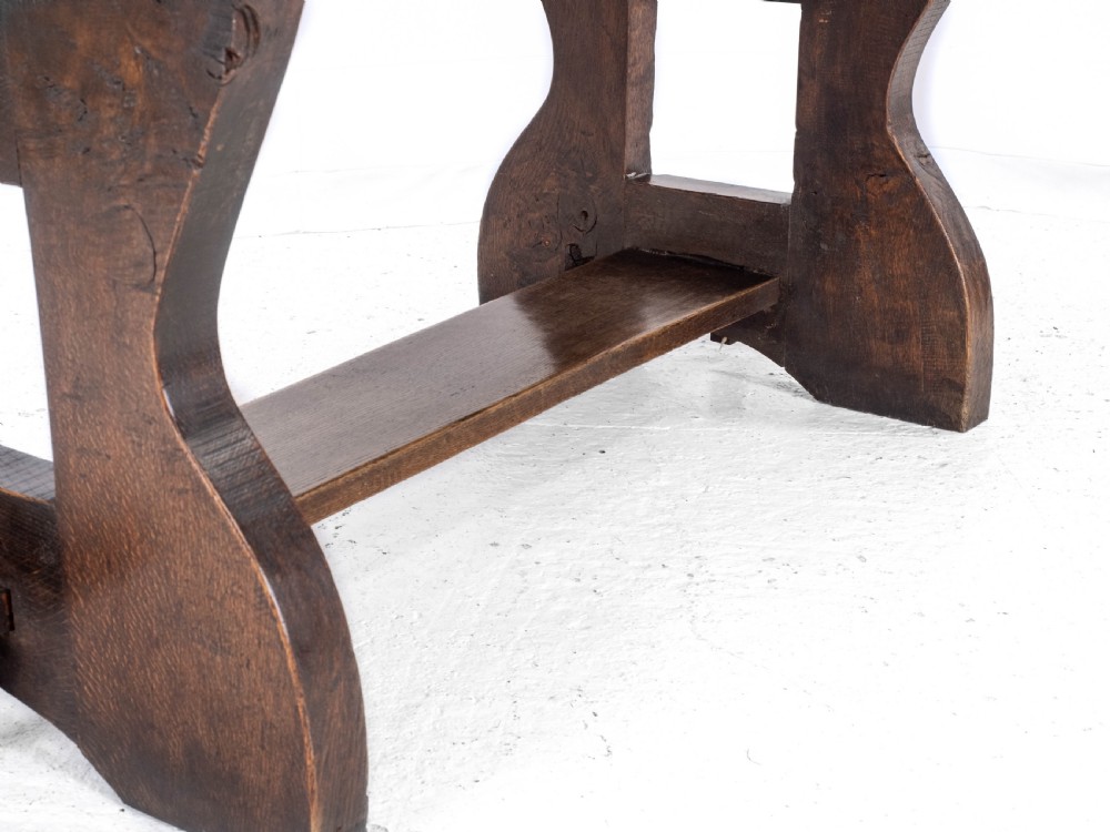 Early C.20th Solid Oak Small Country Plank-top Refectory Dining Table View XXI