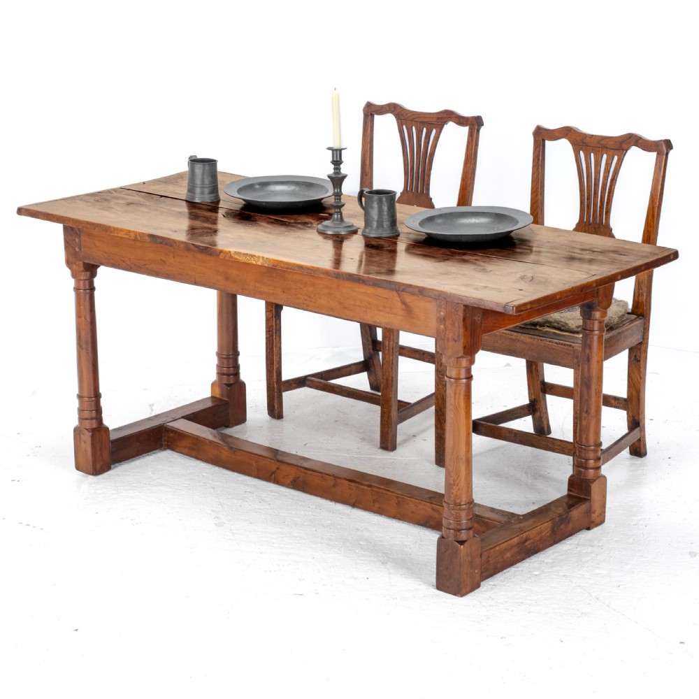 Yew Wood C17th Style Country Refectory Dining Table (Yewwood) View II