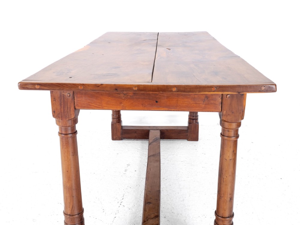 Yew Wood C17th Style Country Refectory Dining Table (Yewwood) View XXV