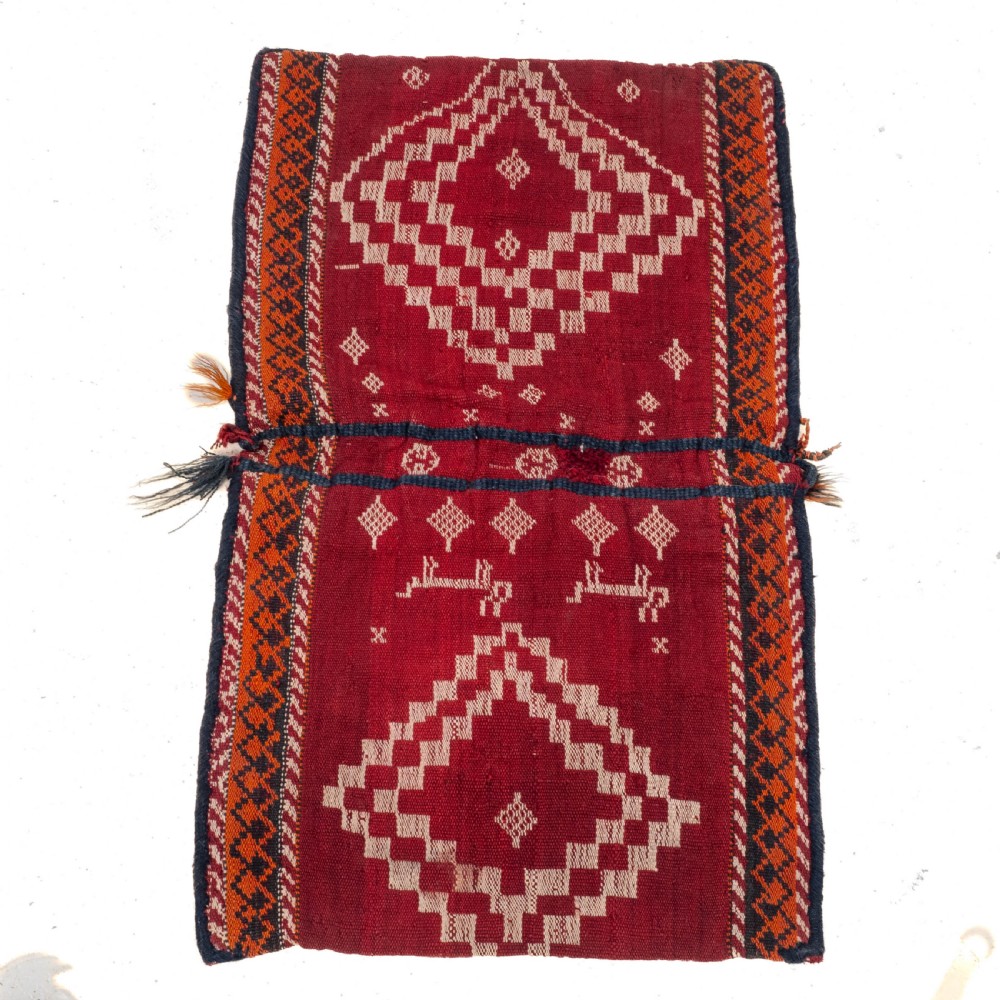 Antique Persian Qashgai Khorgeen Saddlebag C1930 (Handwoven Oriental Rug) View VIII