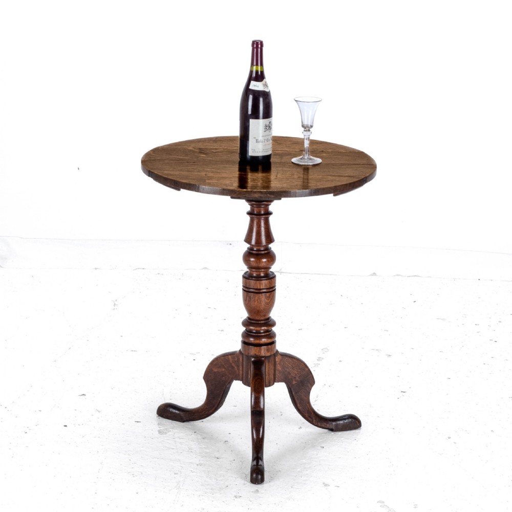 Georgian Oak Country Wine Tripod Table C1800 (George III Side Lamp) View II