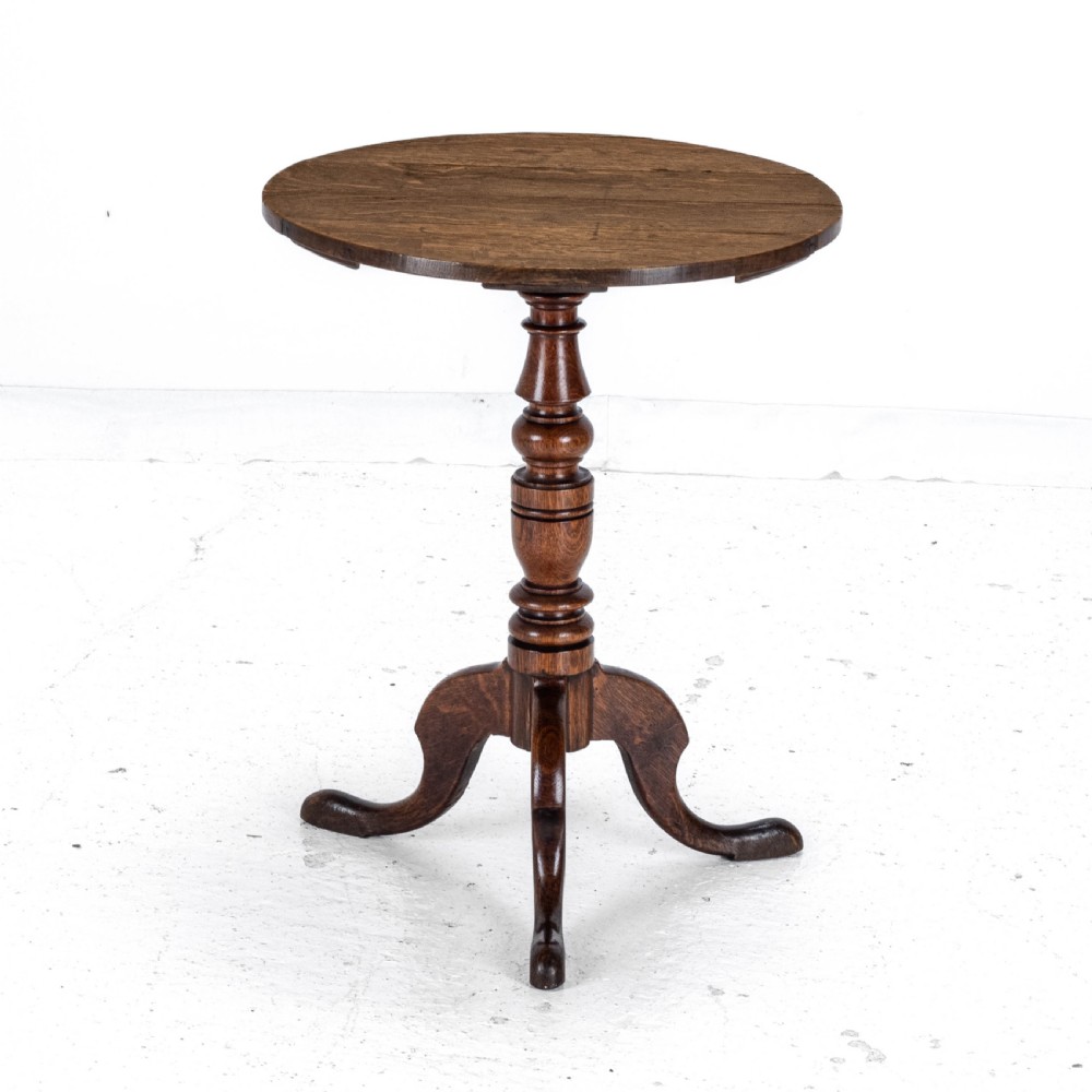 Georgian Oak Country Wine Tripod Table C1800 (George III Side Lamp) View III