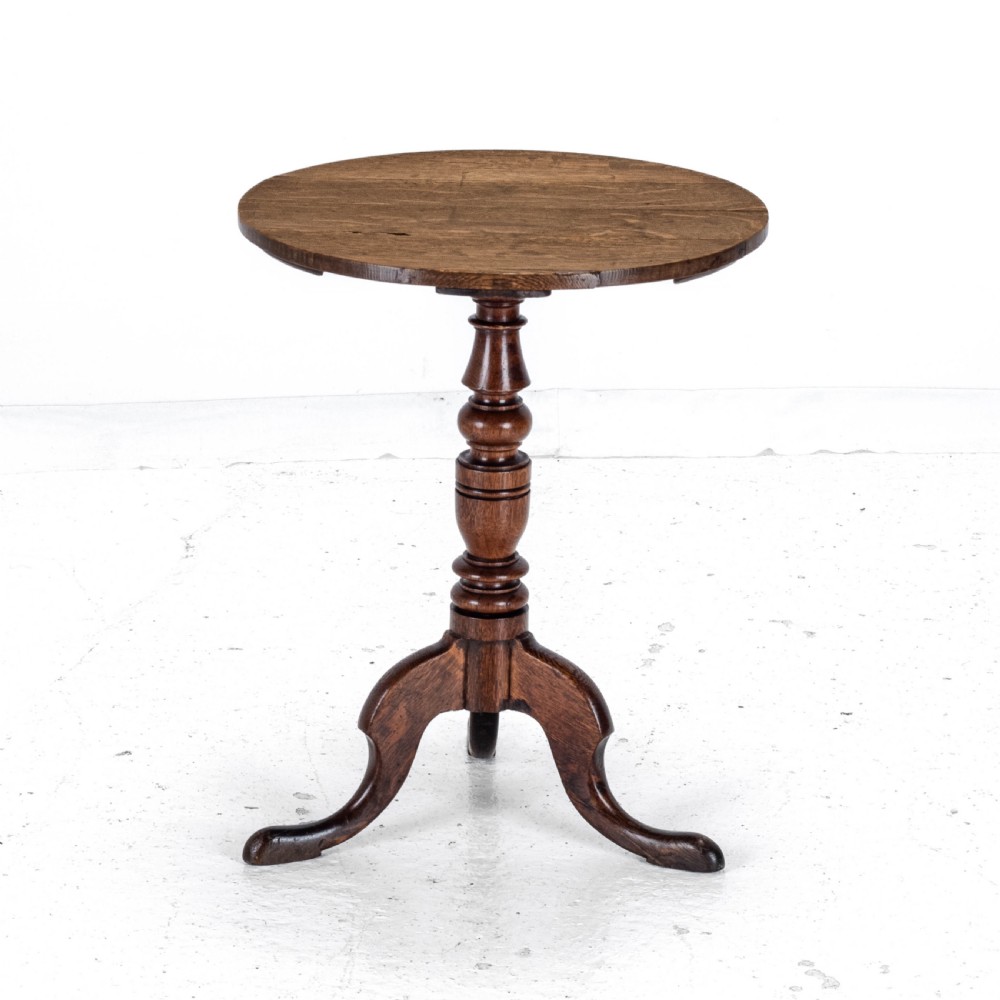 Georgian Oak Country Wine Tripod Table C1800 (George III Side Lamp) View IV