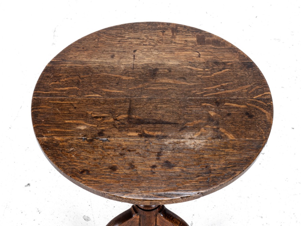 Georgian Oak Country Wine Tripod Table C1800 (George III Side Lamp) View V
