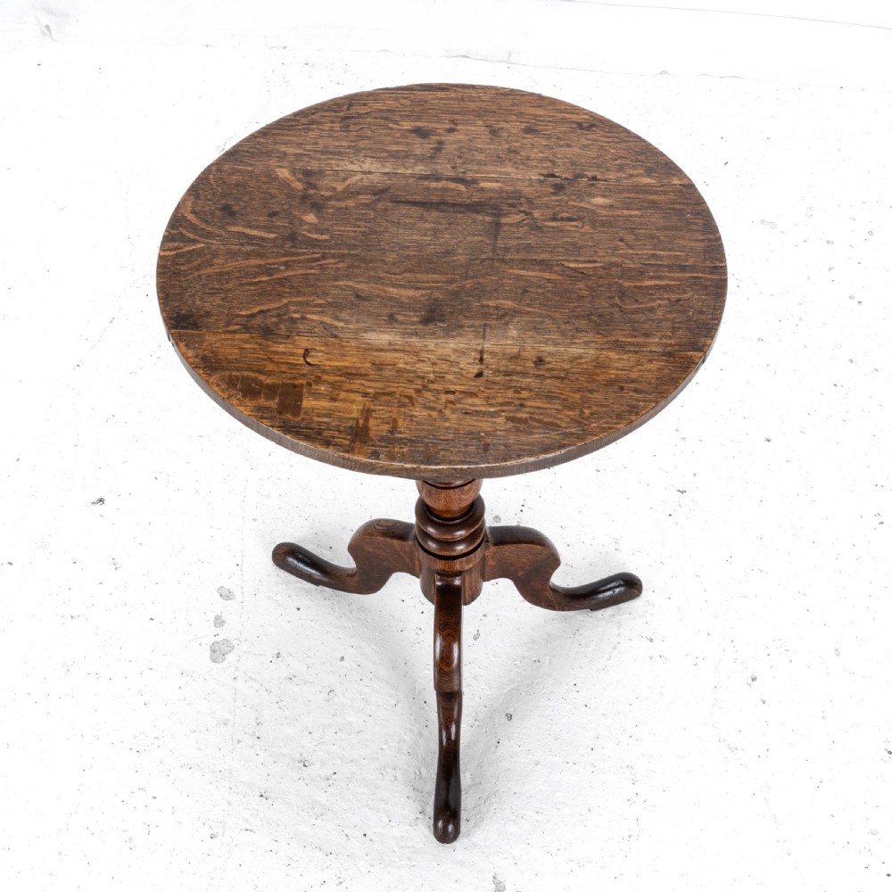 Georgian Oak Country Wine Tripod Table C1800 (George III Side Lamp) View VI