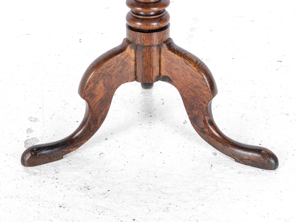 Georgian Oak Country Wine Tripod Table C1800 (George III Side Lamp) View XII