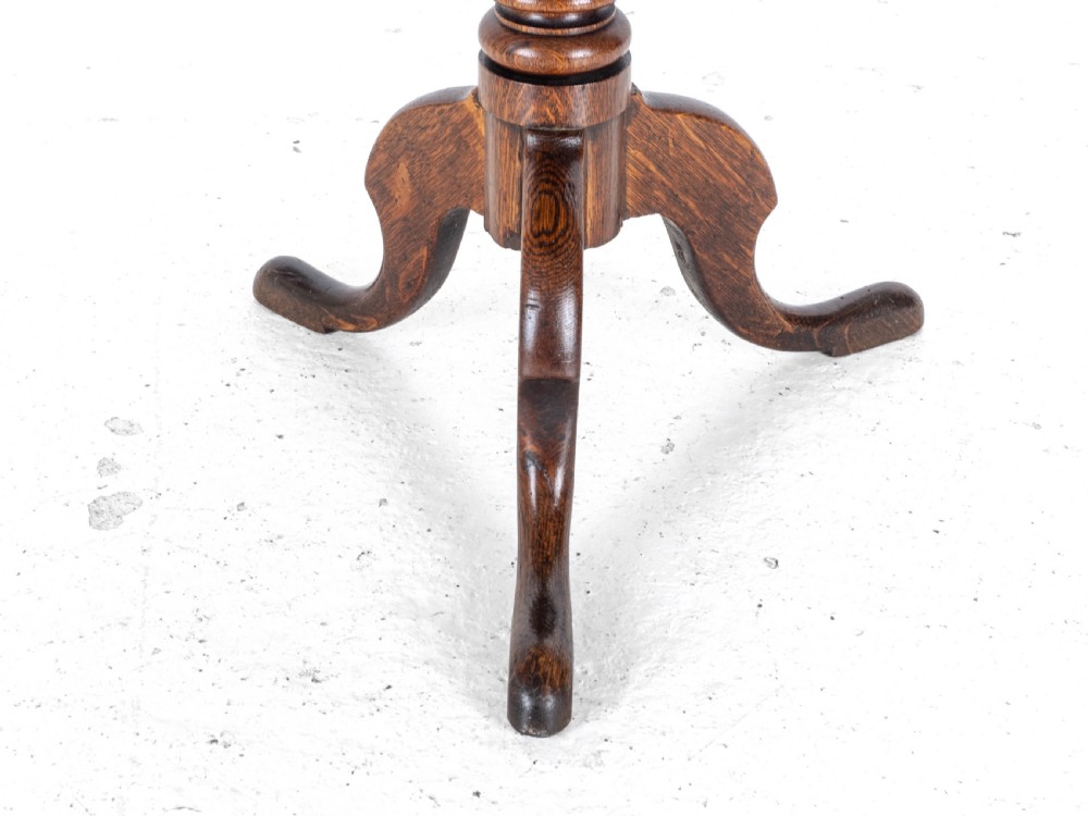 Georgian Oak Country Wine Tripod Table C1800 (George III Side Lamp) View XIII