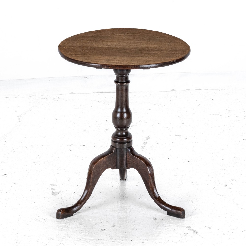 C18th Georgian Oak Country Wine Tilt Top Tripod Table (George III Side Lamp) View III