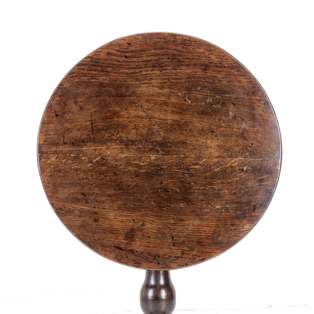 C18th Georgian Oak Country Wine Tilt Top Tripod Table (George III Side Lamp) View X