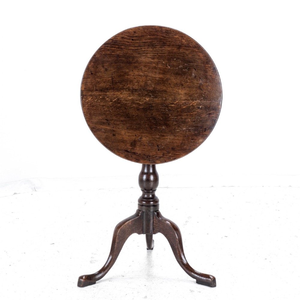 C18th Georgian Oak Country Wine Tilt Top Tripod Table (George III Side Lamp) View XI