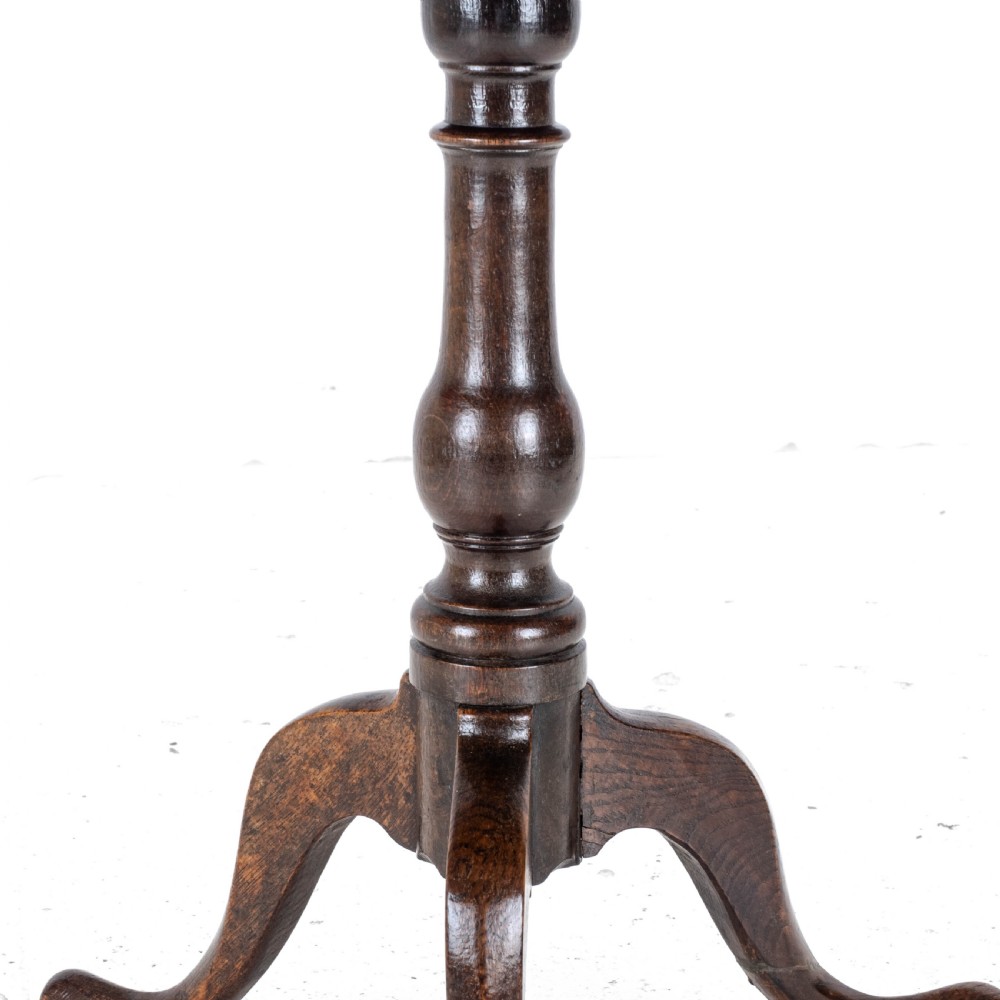 C18th Georgian Oak Country Wine Tilt Top Tripod Table (George III Side Lamp) View XVIII