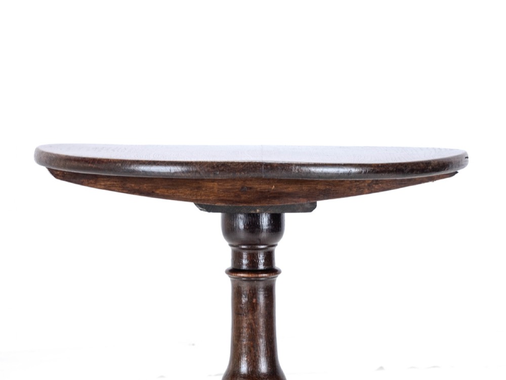 C18th Georgian Oak Country Wine Tilt Top Tripod Table (George III Side Lamp) View XX