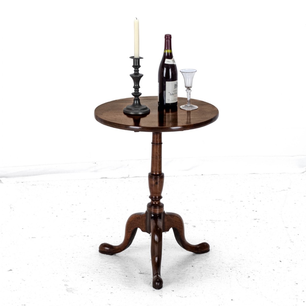 Georgian C.18th Mahogany Tripod Wine Table (George III Flip Top Side Occasional) View II