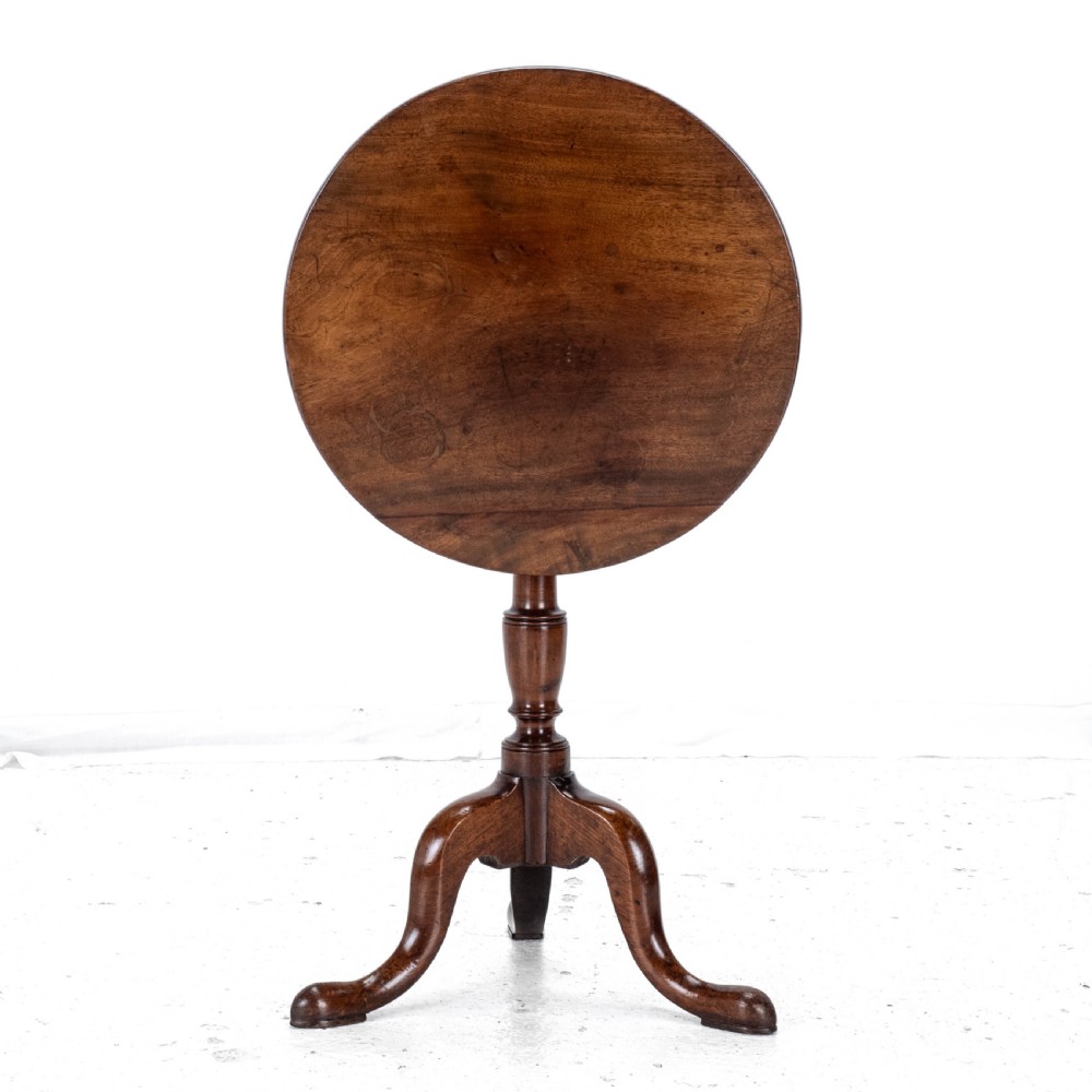 Georgian C.18th Mahogany Tripod Wine Table (George III Flip Top Side Occasional) View III