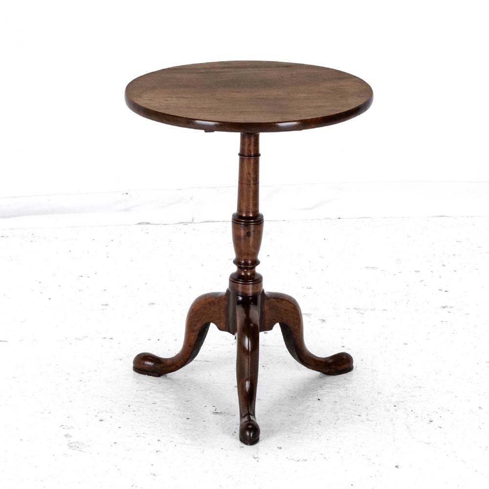 Georgian C.18th Mahogany Tripod Wine Table (George III Flip Top Side Occasional) View V