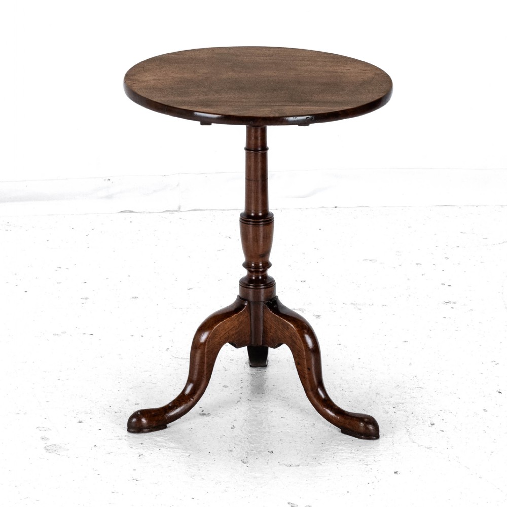 Georgian C.18th Mahogany Tripod Wine Table (George III Flip Top Side Occasional) View VII