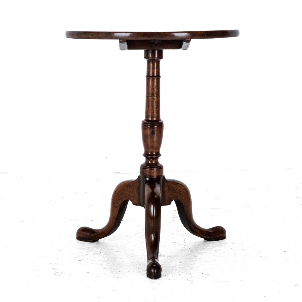 Georgian C.18th Mahogany Tripod Wine Table (George III Flip Top Side Occasional) View VIII