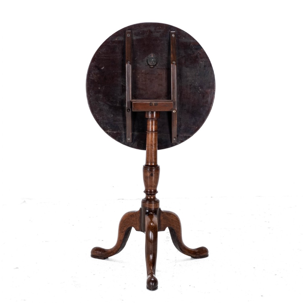 Georgian C.18th Mahogany Tripod Wine Table (George III Flip Top Side Occasional) View X