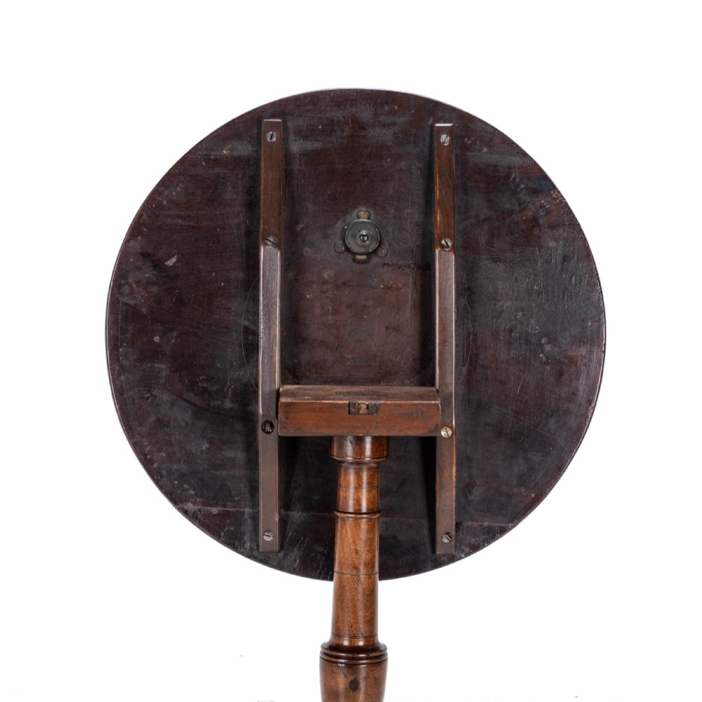 Georgian C.18th Mahogany Tripod Wine Table (George III Flip Top Side Occasional) View XI