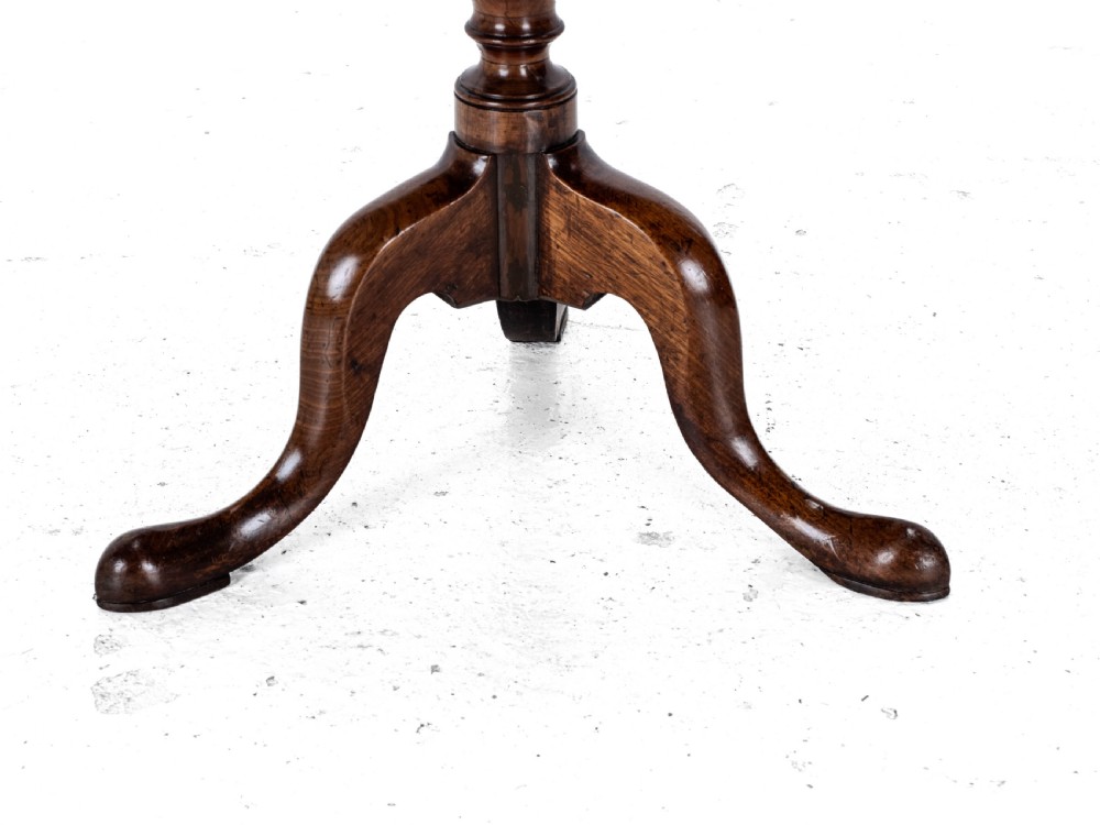 Georgian C.18th Mahogany Tripod Wine Table (George III Flip Top Side Occasional) View XIII