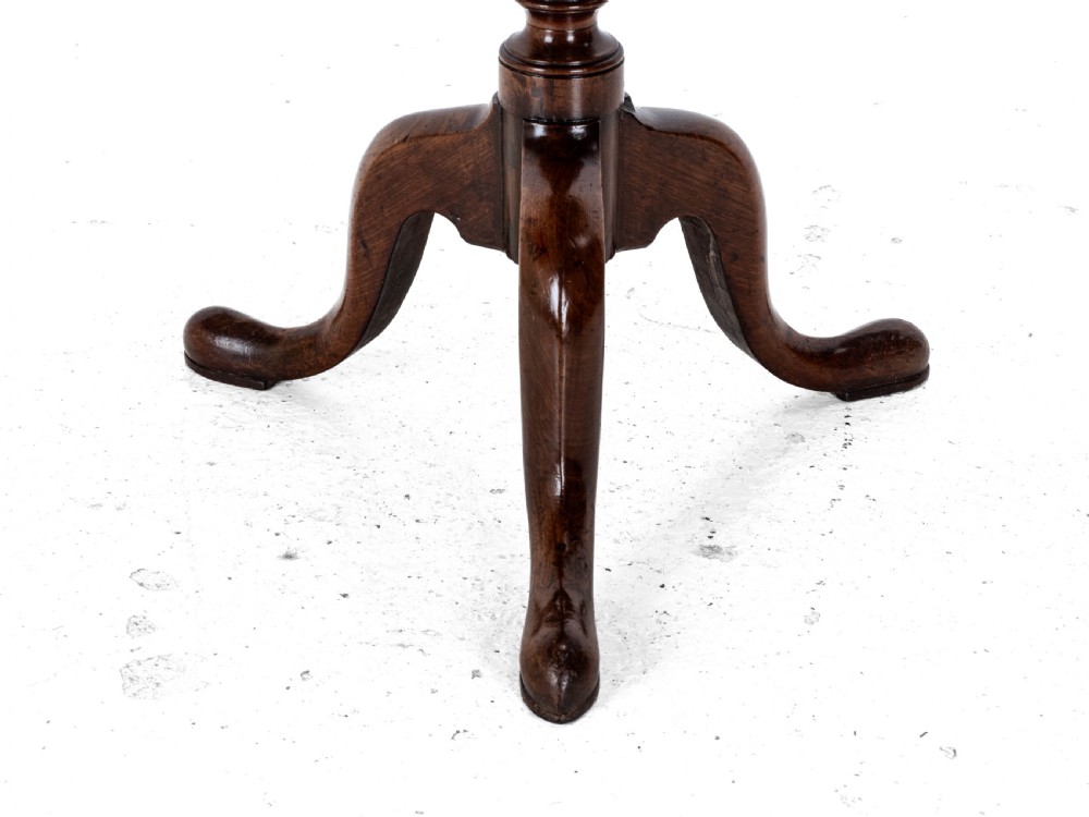 Georgian C.18th Mahogany Tripod Wine Table (George III Flip Top Side Occasional) View XIV