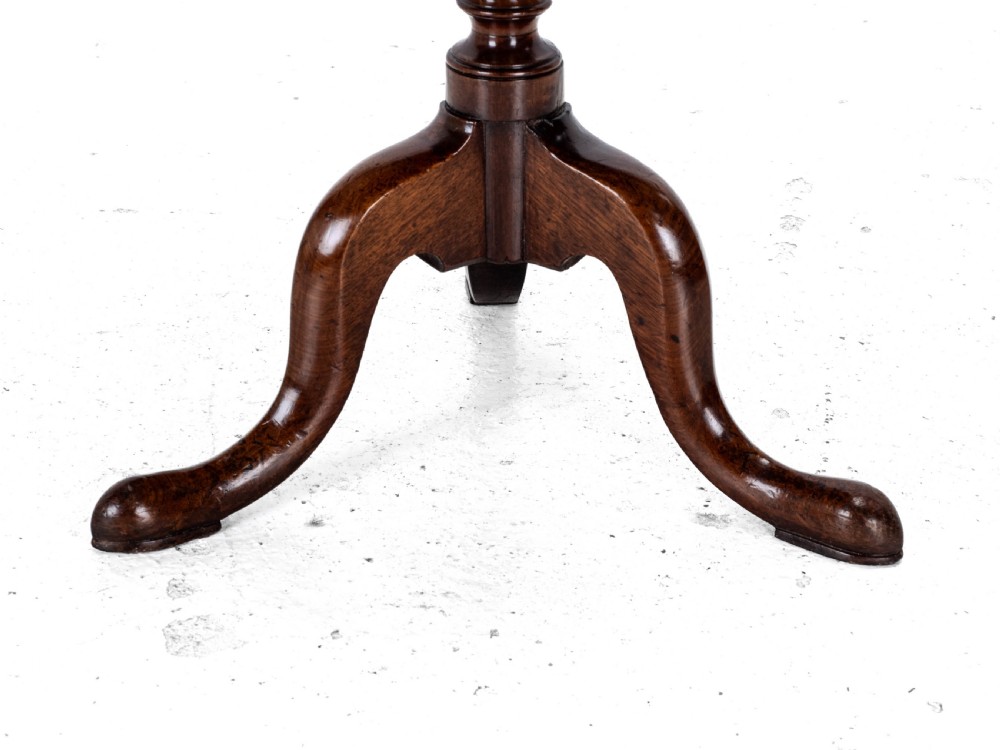 Georgian C.18th Mahogany Tripod Wine Table (George III Flip Top Side Occasional) View XV