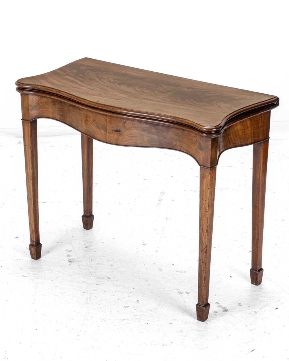 C.18th Georgian Chippendale Mahogany Serpentine Console Fold-over Games Card Table