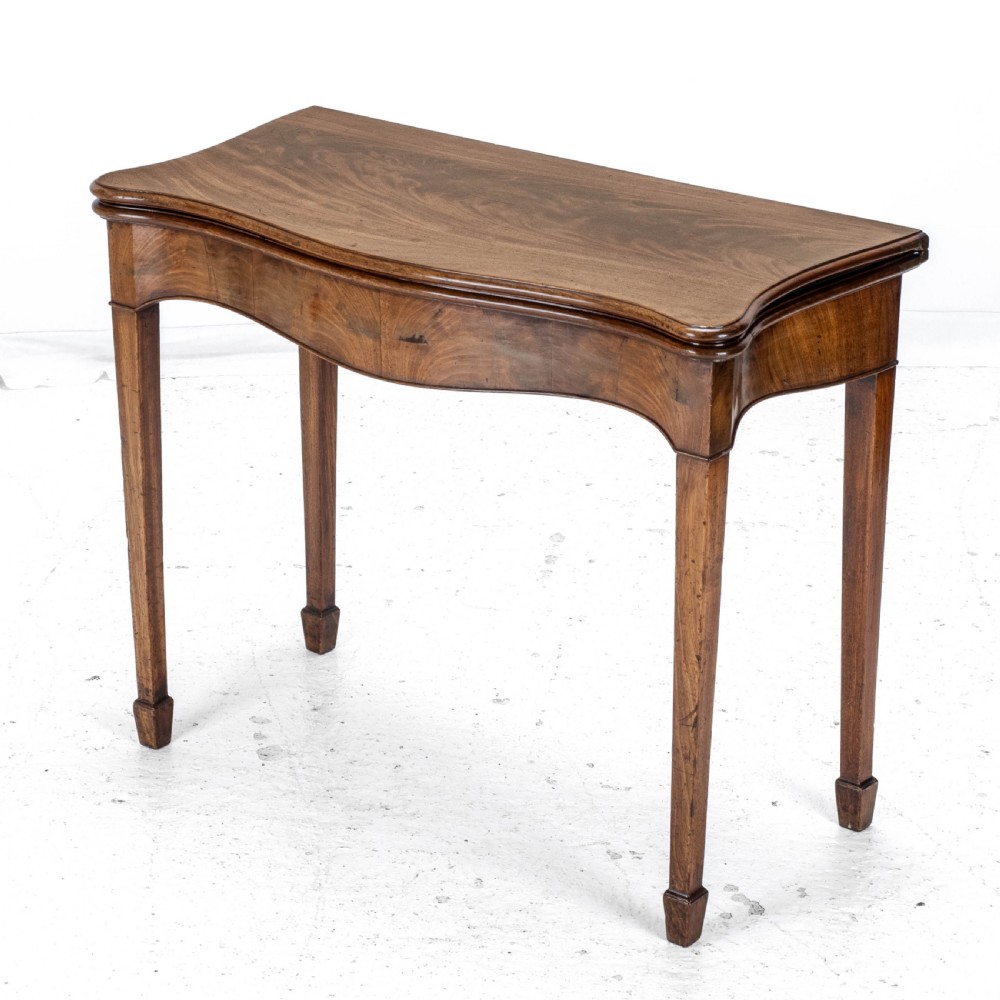 C.18th Georgian Chippendale Mahogany Serpentine Console Fold-over Games Card Table View II