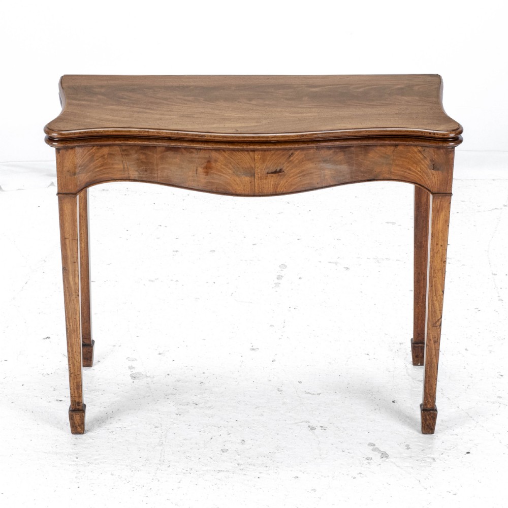 C.18th Georgian Chippendale Mahogany Serpentine Console Fold-over Games Card Table View III