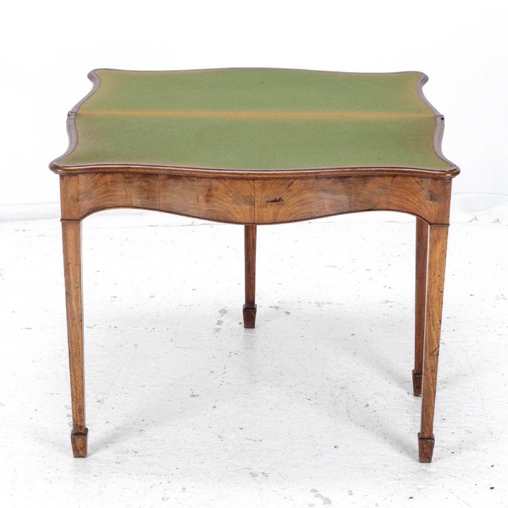 C.18th Georgian Chippendale Mahogany Serpentine Console Fold-over Games Card Table View V
