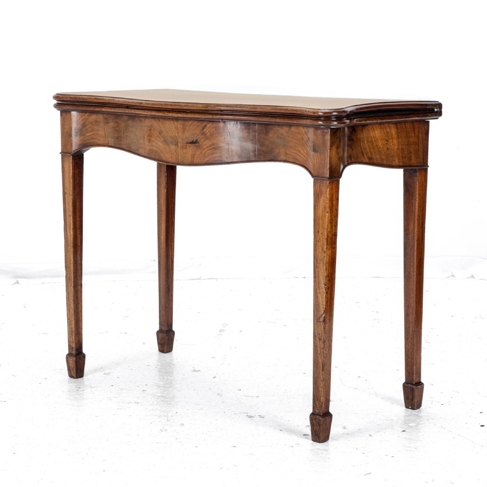 C.18th Georgian Chippendale Mahogany Serpentine Console Fold-over Games Card Table View X