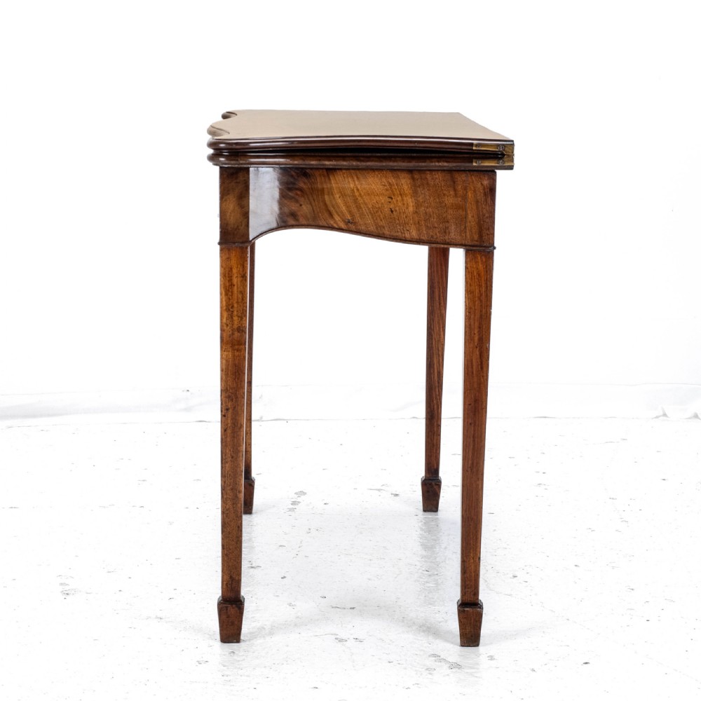 C.18th Georgian Chippendale Mahogany Serpentine Console Fold-over Games Card Table View XI