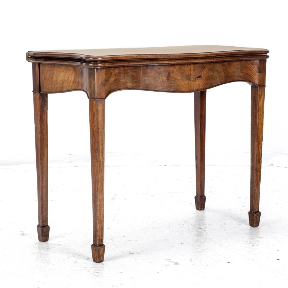 C.18th Georgian Chippendale Mahogany Serpentine Console Fold-over Games Card Table View XIII