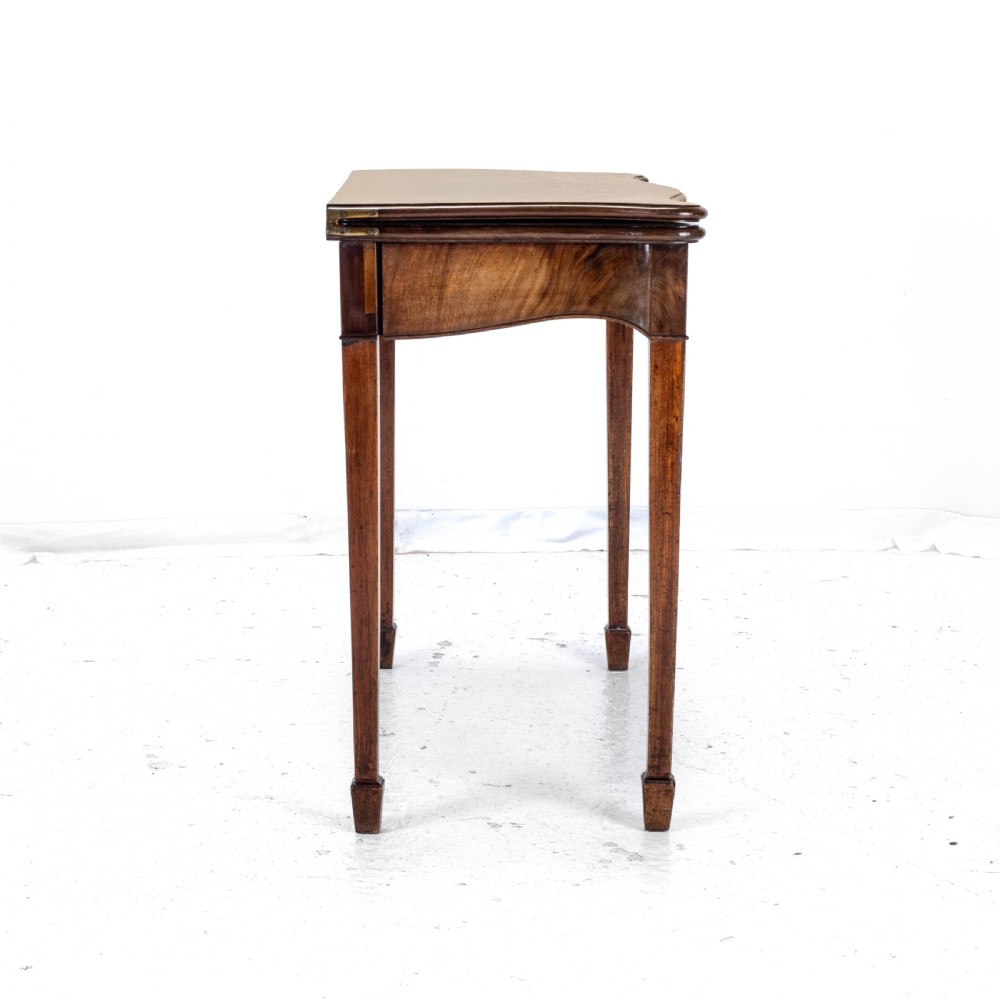 C.18th Georgian Chippendale Mahogany Serpentine Console Fold-over Games Card Table View XIV