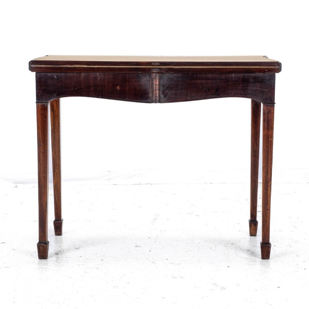 C.18th Georgian Chippendale Mahogany Serpentine Console Fold-over Games Card Table View XV