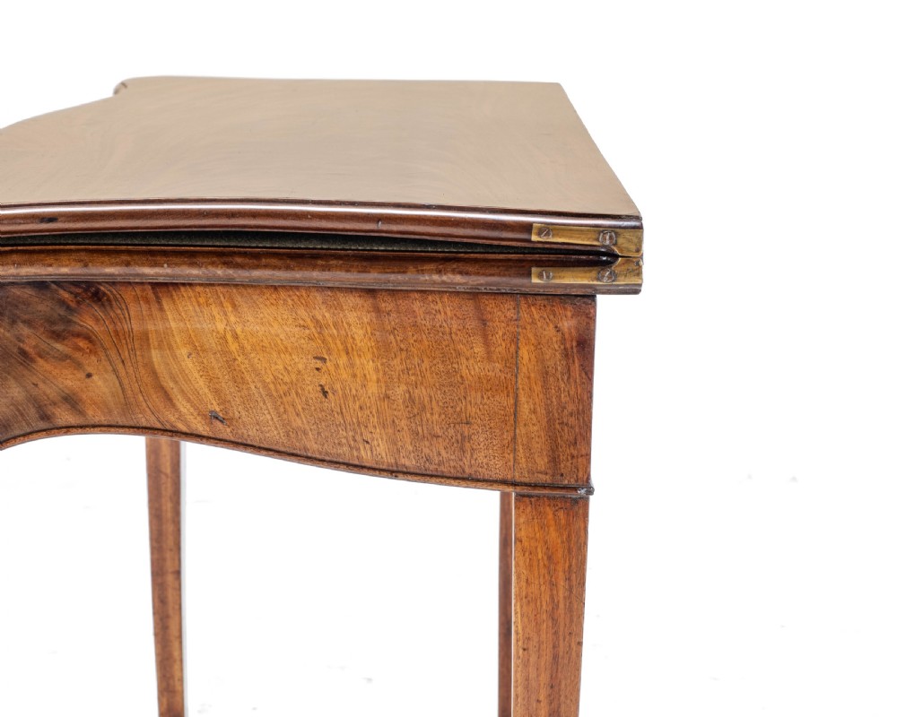 C.18th Georgian Chippendale Mahogany Serpentine Console Fold-over Games Card Table View XVI