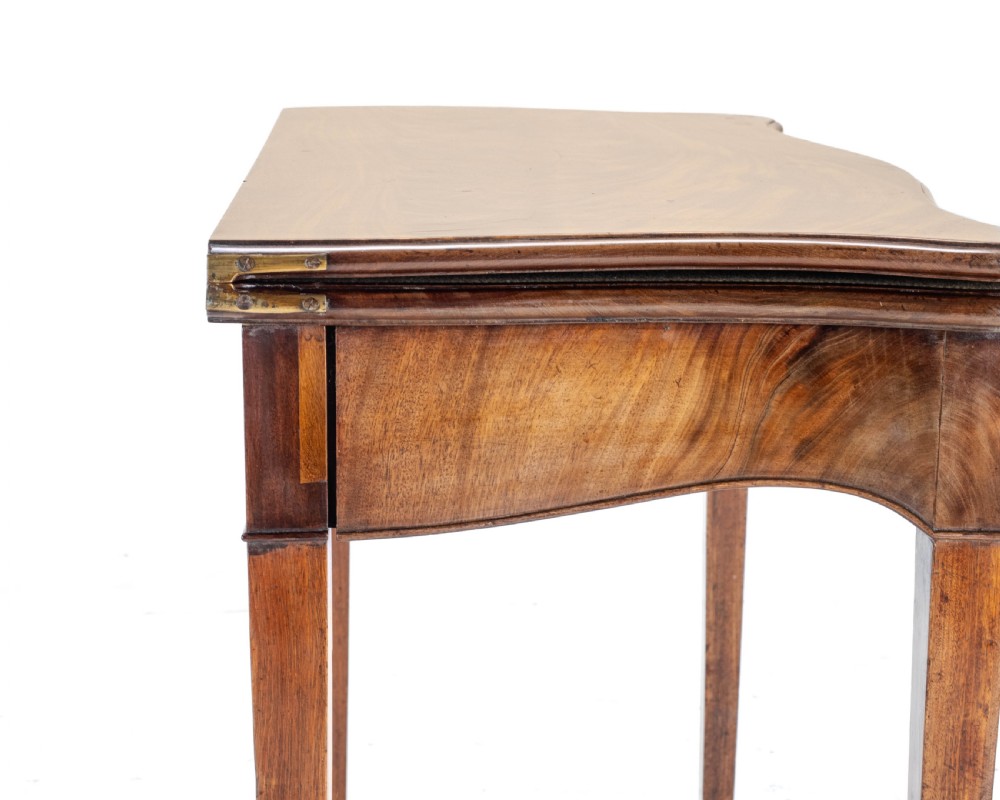 C.18th Georgian Chippendale Mahogany Serpentine Console Fold-over Games Card Table View XVII